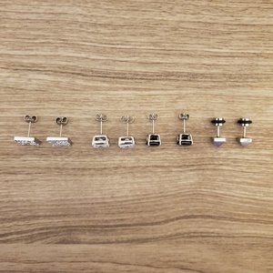 Accessories - Four (4) Pairs of Earrings - Diamond, Pyramid Stud Accessories - Four (4) Pairs of Earrings - Diamond, Pyramid Stud